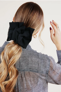 Chiffon Accordion Bow Barrette | Upscale Women's Bow-Bardot Bow Gallery-Black-Medium Barrette-Bardot Bow Gallery