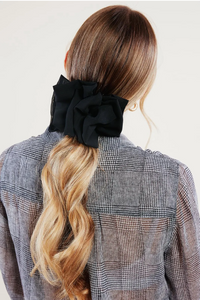Chiffon Accordion Bow Barrette | Upscale Women's Bow-Bardot Bow Gallery-Black-Medium Barrette-Bardot Bow Gallery