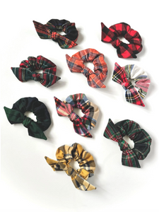 Flannel Series Knot Scrunchies | Cozy Collection | Bow Scrunchies | Plaid Oversize Knot Scrunchies | Fall Hair Accessories | Handmade-scrunchies-Bardot Bow Gallery-Black Stewart-Bardot Bow Gallery