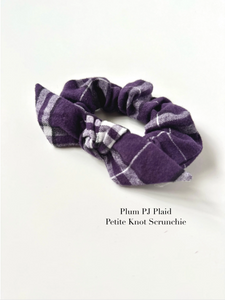 Flannel Series Knot Scrunchies | Cozy Collection | Bow Scrunchies | Plaid Oversize Knot Scrunchies | Fall Hair Accessories | Handmade-scrunchies-Bardot Bow Gallery-Plum Pj Plaid Petite-Bardot Bow Gallery