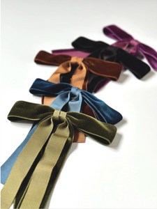 The SoHo Bow | The Fall Collection | Silk Velvet Grosgrain Bow | Upscale Women's Bow | Custom Fastener | Double Faced Silk Velvet-Bardot Bow Gallery-Black-Hair Tie-Bardot Bow Gallery