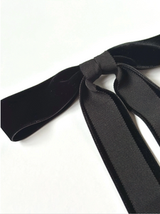 The SoHo Bow | The Fall Collection | Silk Velvet Grosgrain Bow | Upscale Women's Bow | Custom Fastener | Double Faced Silk Velvet-Bardot Bow Gallery-Black-Hair Tie-Bardot Bow Gallery