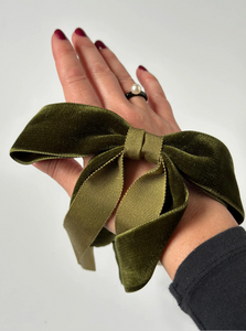 The SoHo Bow | The Fall Collection | Silk Velvet Grosgrain Bow | Upscale Women's Bow | Custom Fastener | Double Faced Silk Velvet-Bardot Bow Gallery-Black-Hair Tie-Bardot Bow Gallery