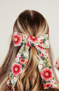 The Aurora Bow | Embroidered Saree Ribbon | 70s Inspired | Oversize Boho Bow Clip | Hand-Tied To Order-Hair Bow Clip-Bardot Bow Gallery-Here Comes the Sun-Med Alligator Clip-Bardot Bow Gallery