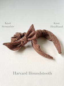 Fall Prep Set | Knot Headband and Knot Scrunchie | Sophisticated Luxury Accessories | Hand Tied and Made to Order-Set-Bardot Bow Gallery-Harvard Houndstooth-Headband & Scrunchie-Bardot Bow Gallery