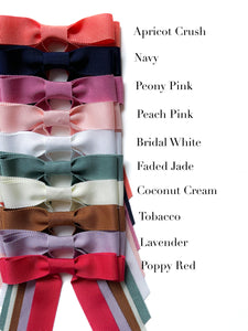 Grosgrain Standard Long Bow | Upscale Bows for Women | Bow with Tails | Luxury Designer Hair Bows | Made to Order-Hair Bow-Bardot Bow Gallery-Black-Hair Tie-Bardot Bow Gallery
