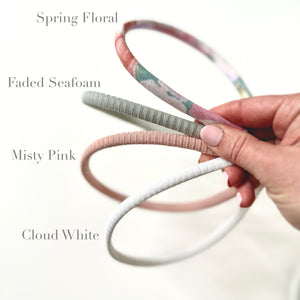 Rib Knit Skinny Headband | Watercolor Fabric | Hard Headband | Comfortable Headband | Made to Order-Headband-Bardot Bow Gallery-Faded Seafoam-Single-Bardot Bow Gallery