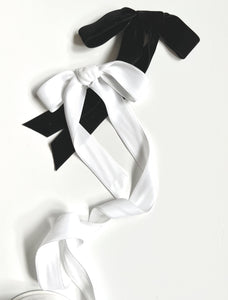 Effortless Hand Tied Silk Velvet Bow | Double Sided Silk Velvet Ribbon | Luxury Designer Hair Piece | Made to Order-Hair Accessories-Bardot Bow Gallery-Black-Medium Alligator Clip-Bardot Bow Gallery