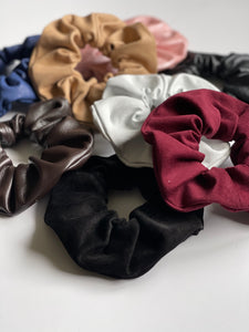 Luxe Leather Oversize Scrunchie | Upcycled Leather | Luxury Designer Hair Accessories-Bardot Bow Gallery-Chocolate (shiny)-Bardot Bow Gallery