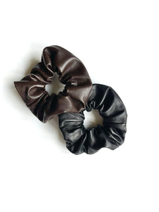 Luxe Leather Oversize Scrunchie | Upcycled Leather | Luxury Designer Hair Accessories-Bardot Bow Gallery-Chocolate (shiny)-Bardot Bow Gallery