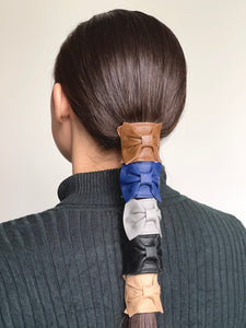 Leather Ponytail Cuff Bow Pony Tail Holder Leather Hair Tie
