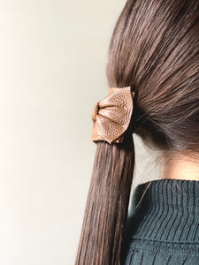 Leather Ponytail Cuff | Bow Pony Tail Holder | Leather Hair Tie | Reclaimed Leather | Handmade-Hair Accessories-Bardot Bow Gallery-Black-Bardot Bow Gallery