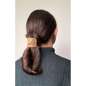 Leather Ponytail Cuff | Bow Pony Tail Holder | Leather Hair Tie | Reclaimed Leather | Handmade-Hair Accessories-Bardot Bow Gallery-Camel-Bardot Bow Gallery