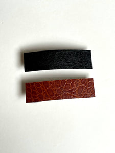 Minimalist Leather Barrette | French Barrette | Brown Alligator | Smooth Black | Made to Order-Bardot Bow Gallery-Brown Alligator-Bardot Bow Gallery