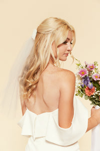 Bridal White Velvet Blair Bow-Veil-Bardot Bow Gallery-White Bow + Veil-Alligator Clip-Bardot Bow Gallery