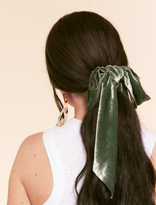 Distressed Silk Velvet Bow | 100% Silk Velvet | Luxury Designer Hair Piece | Hand Tied and Made to Order-Hair Bow-Bardot Bow Gallery-Money Money Money-Large Barrette-Bardot Bow Gallery
